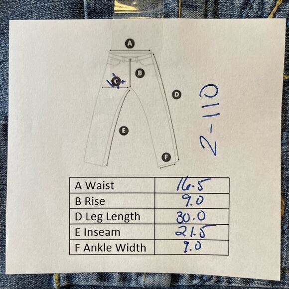 MOSSIMO SUPPLY CO VINTAGE Y2K LOW RISE FLAT POCKET CROP BLUE JEANS SIZE 13 - Picture 7 of 7